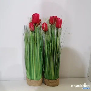 Artikel Nr. 423995: Kunst Tulpe rot mit Gras 